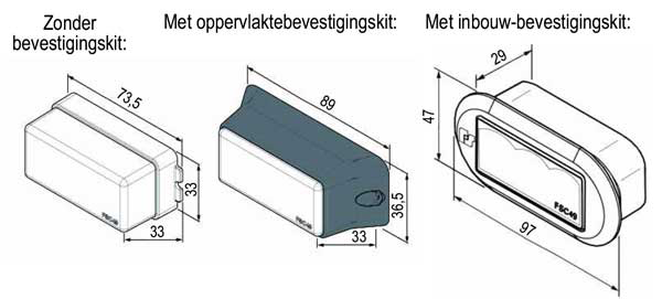 Producttekening met afmetingen van de Federal Signal IMPAXX LED Flitser