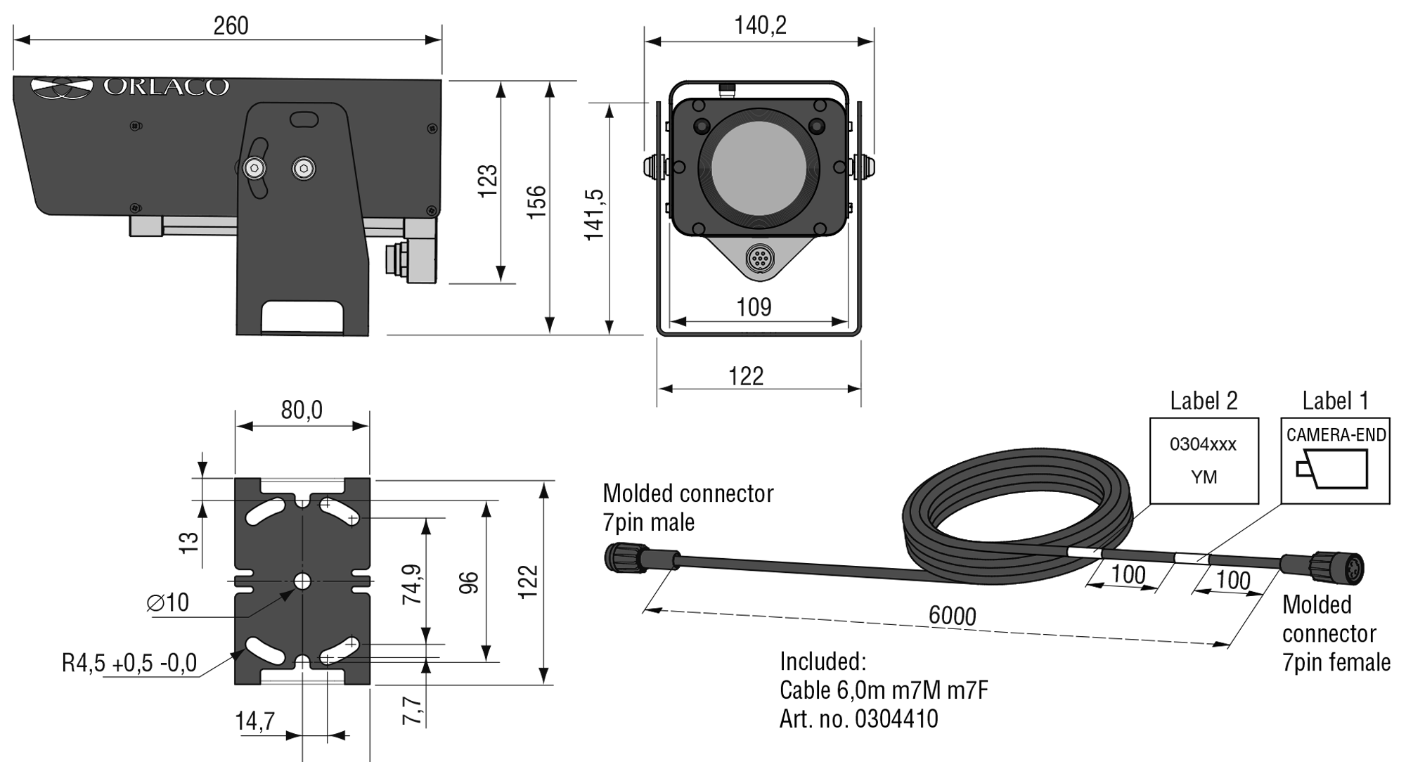 Maatschets Orlaco AF-Zoom Camera Serial Aluminium PAL of NTSC RS232 of RS485