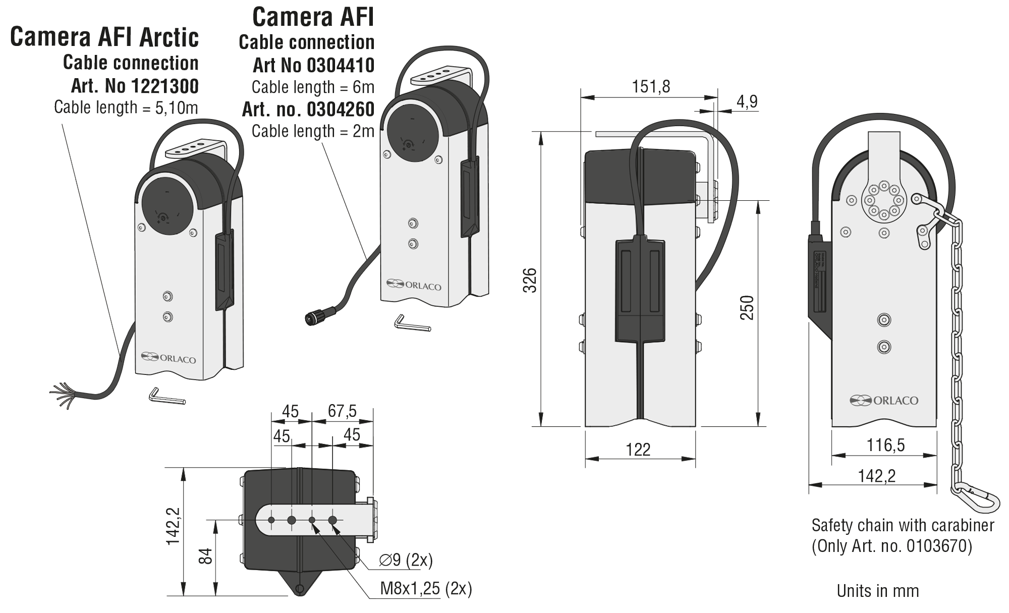 Maatschets Orlaco AFI Auto Focus Insulated hijskraan camera PAL
