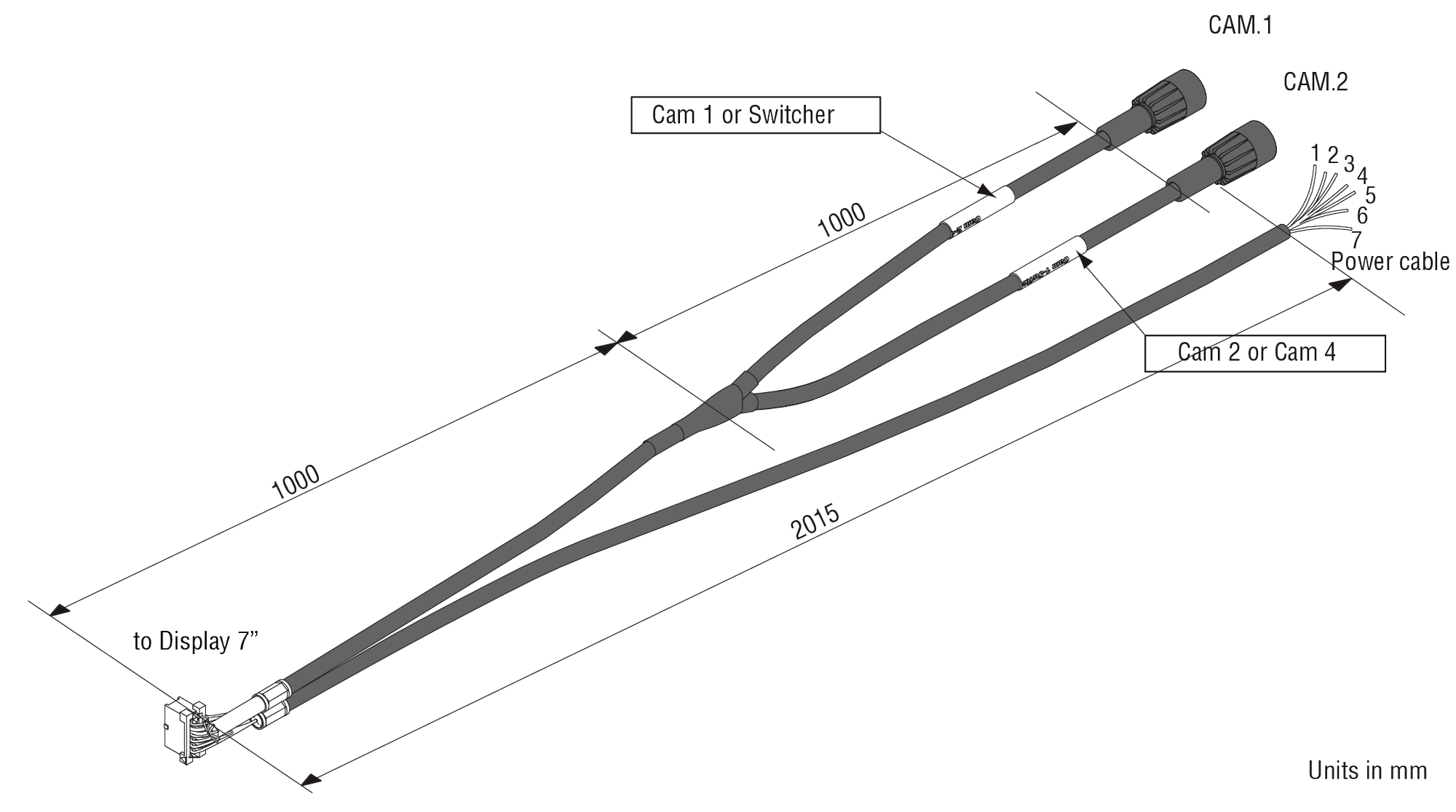 Maatschets Orlaco Y-splitter kabel voor LEDD (2 camera aansluitingen) productcode 0304081