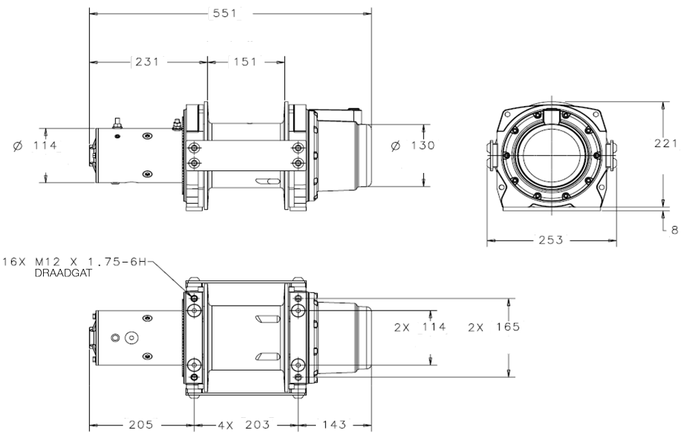 Maatschets WARN type DC3000 - 12V of 24V industriele hijslier