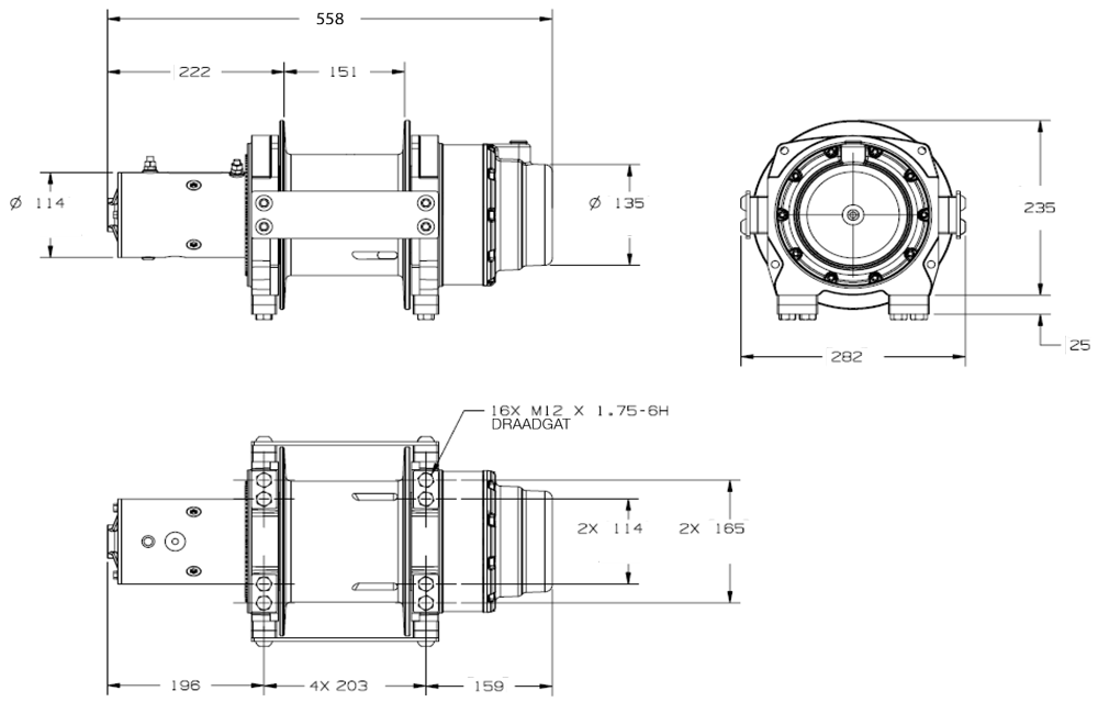Maatschets WARN type DC4000 - 12V of 24V industriele hijslier