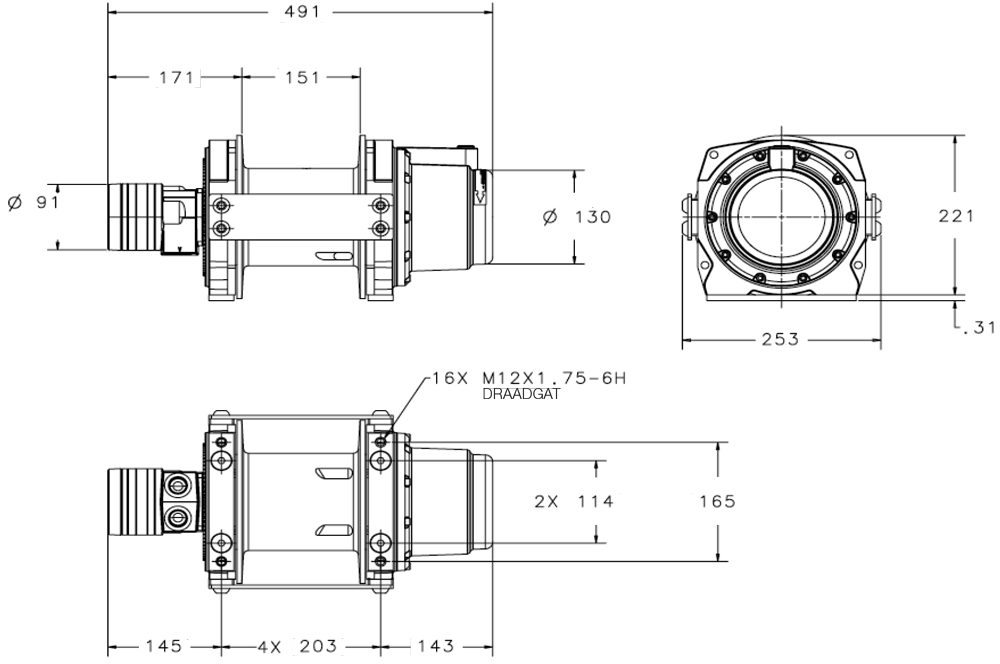 Maatschets WARN type HY3000 hydraulische industriele hijslier
