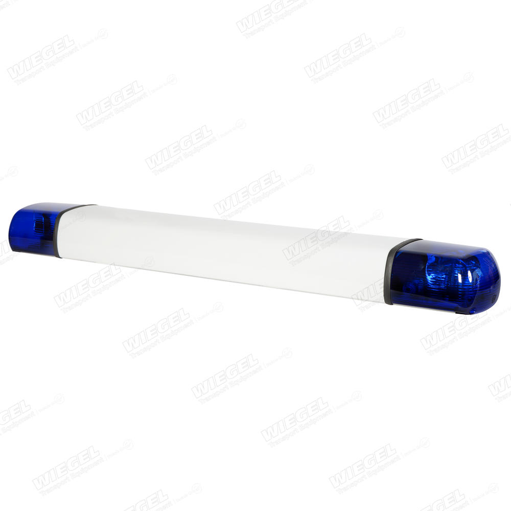 P2000 Halogeen Lichtbalk 12V Lengte 1200mm 2x Rotator BLAUW - schuin vooraanzicht