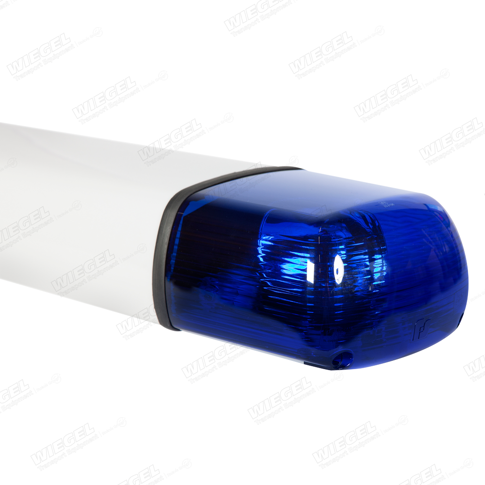 P2000 Halogeen Lichtbalk 12V Lengte 1200mm 2x Rotator BLAUW - schuin vooraanzicht detail