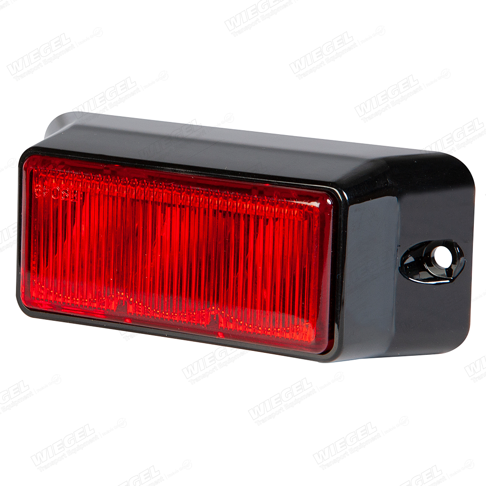 IMPAXX LED Flitser 10-30V - 3x LED (ROOD) met RODE Lens - schuin vooraanzicht