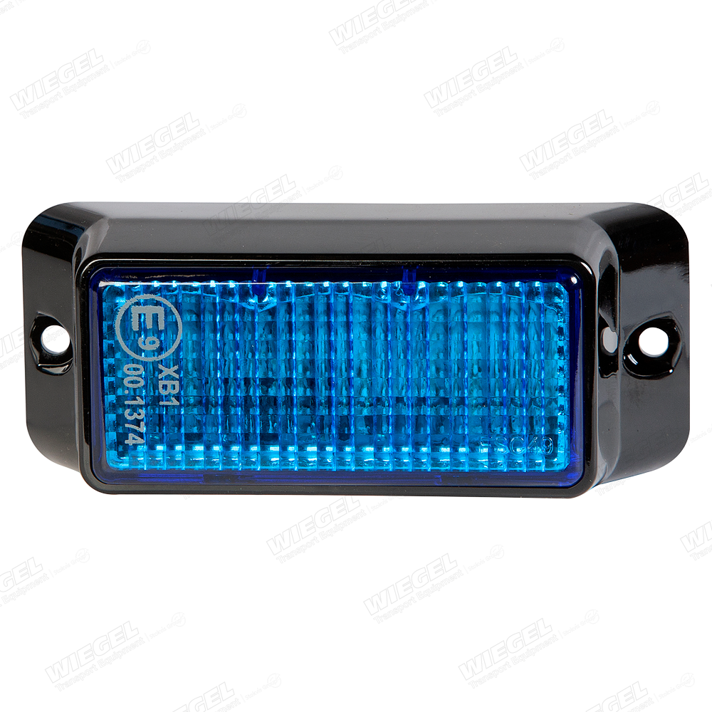 IMPAXX LED Flitser 10-30V - 3x LED (BLAUW) met BLAUWE Lens - vooraanzicht